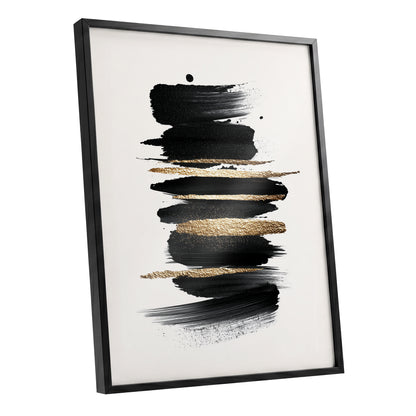 Black and Gold Abstract Brushstroke Wall Art