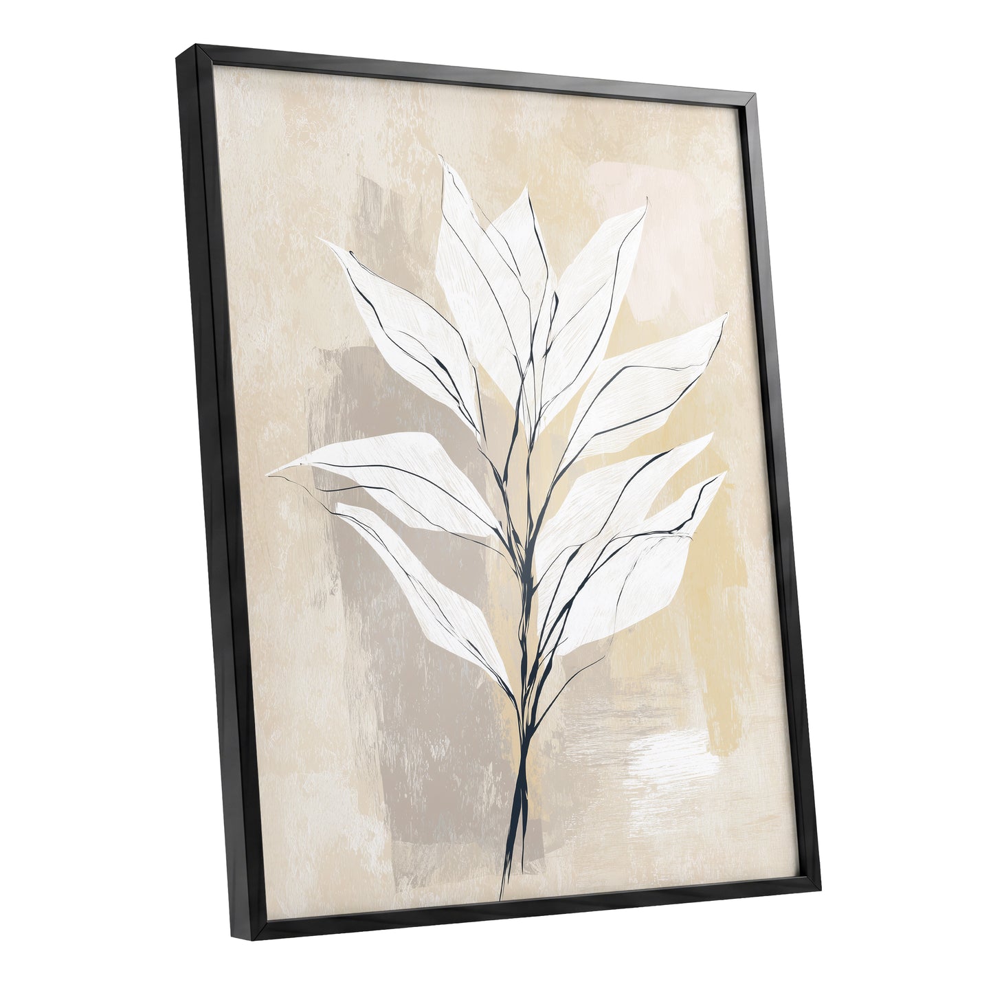 Ivory Beige Minimal Botanical Leaf Wall Art