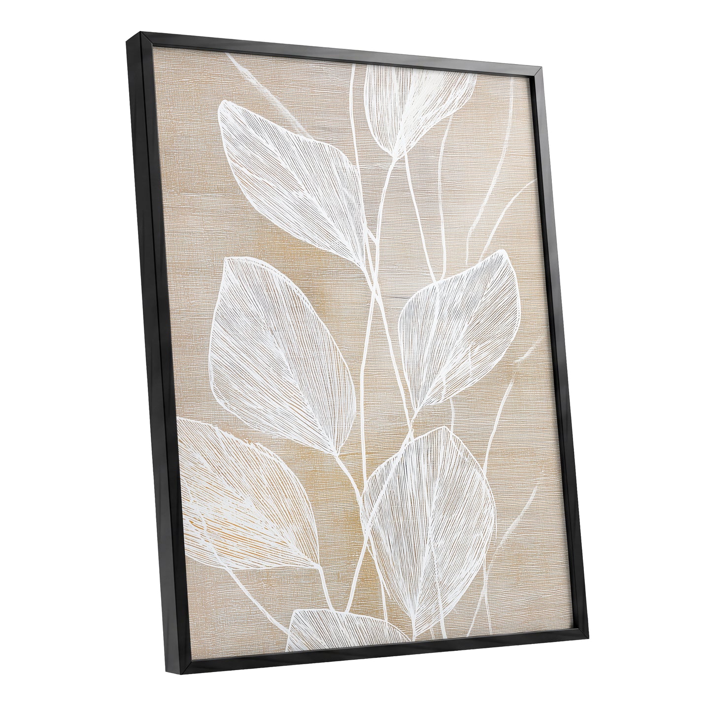Beige White Botanical Leaf Line Art Print