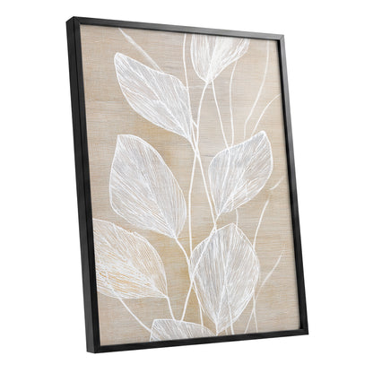Beige White Botanical Leaf Line Art Print