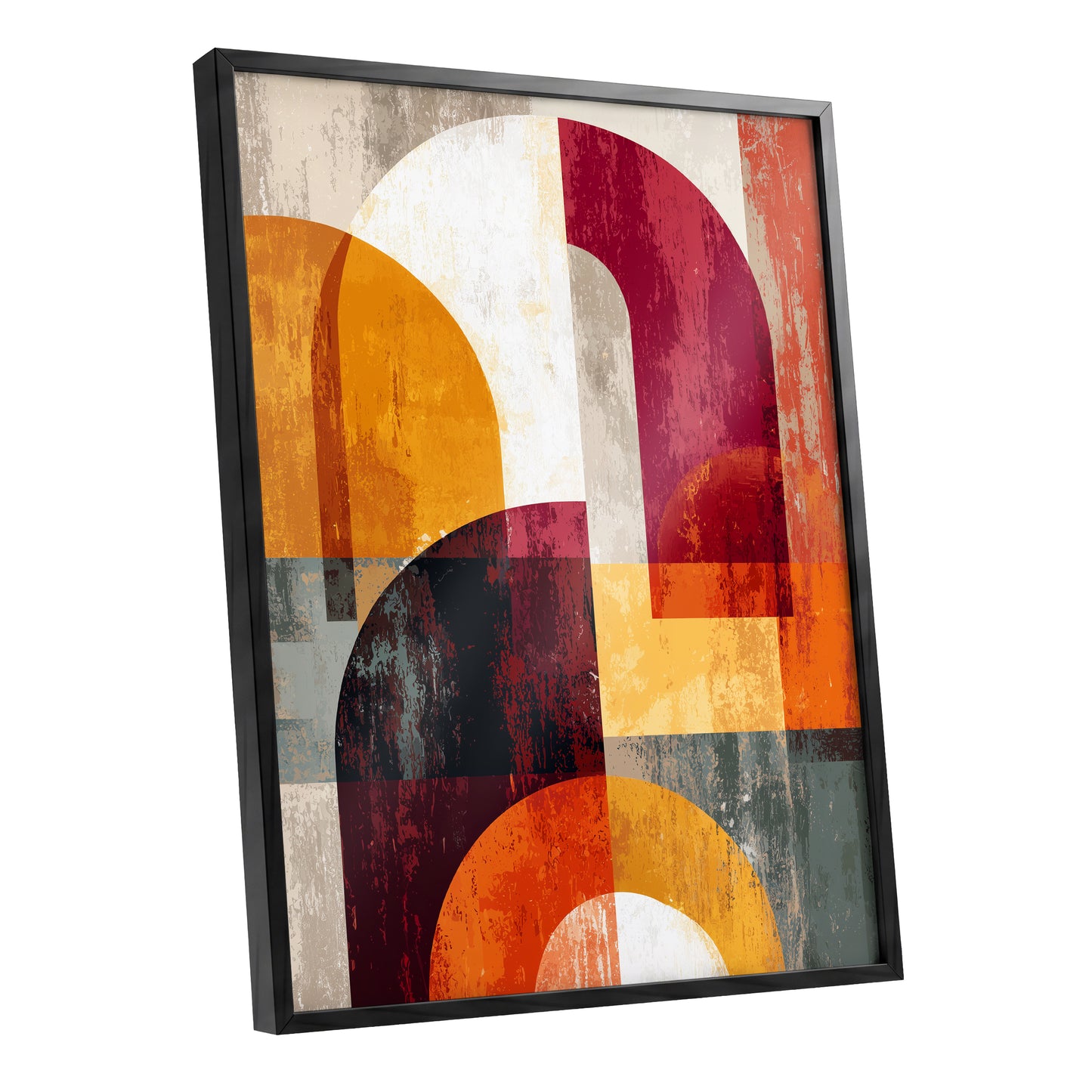 Retro Orange Burgundy Geometric Arch Abstract Art