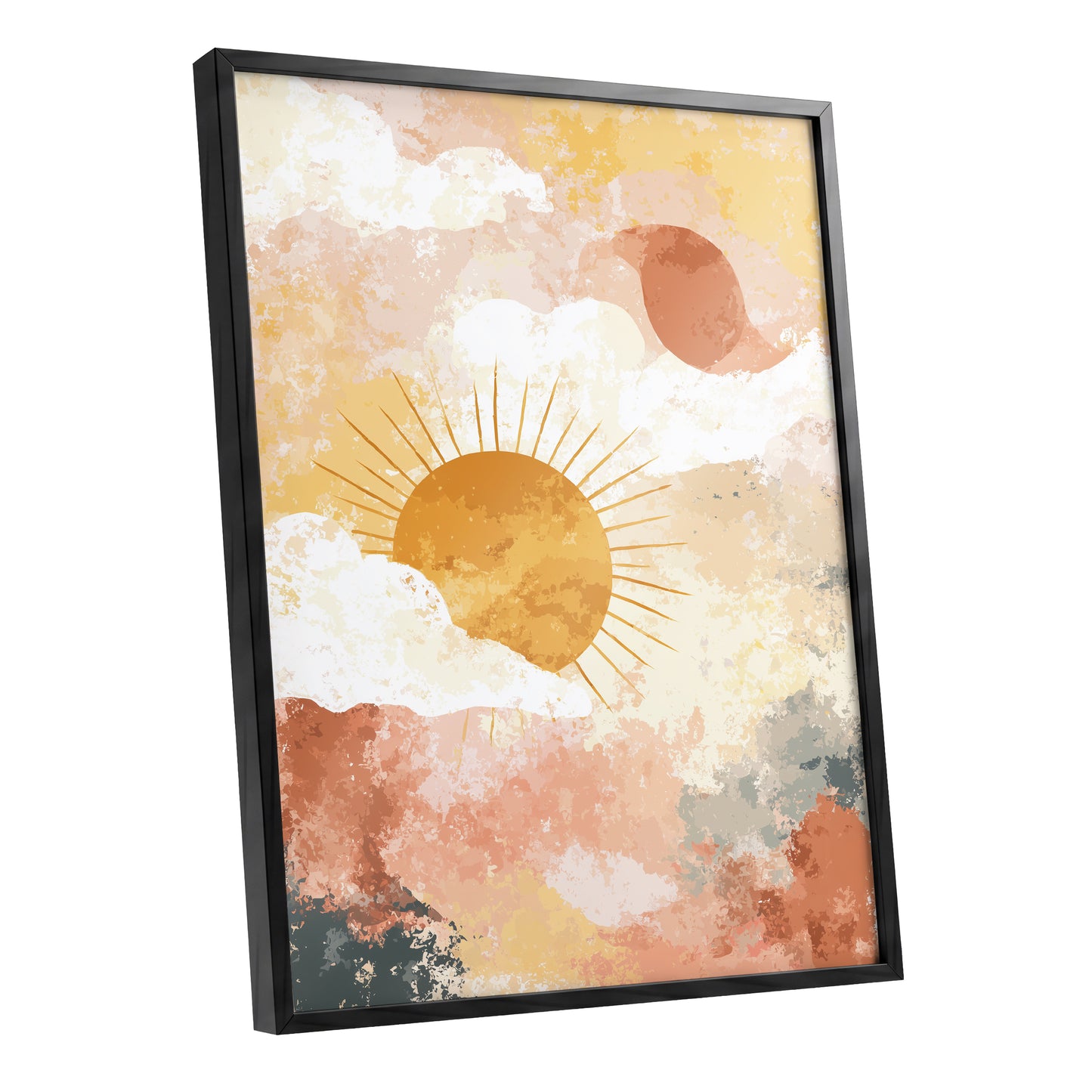 Golden Sun Peach Abstract Cloud Landscape Art