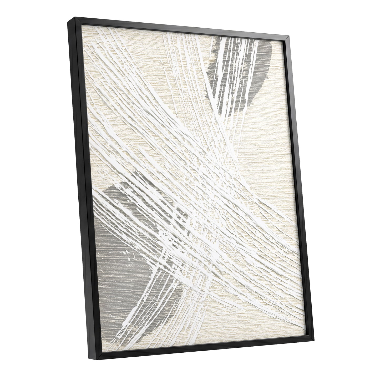 Ivory Gray Linear Palm Leaf Abstract Wall Art