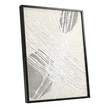 Ivory Gray Linear Palm Leaf Abstract Wall Art