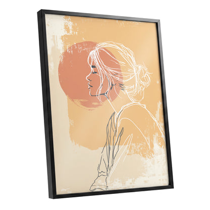 Peach Gold Woman Line Art Sunset Portrait