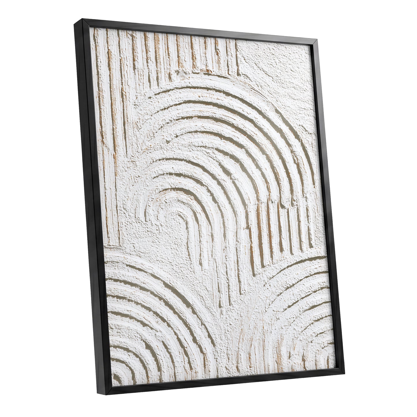 Ivory Beige Textured Rainbow Arch Abstract Art