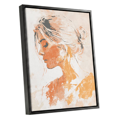 Orange Gold Abstract Woman Profile Portrait Art