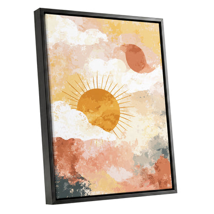 Golden Sun Peach Abstract Cloud Landscape Art