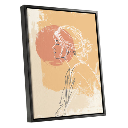 Peach Gold Woman Line Art Sunset Portrait