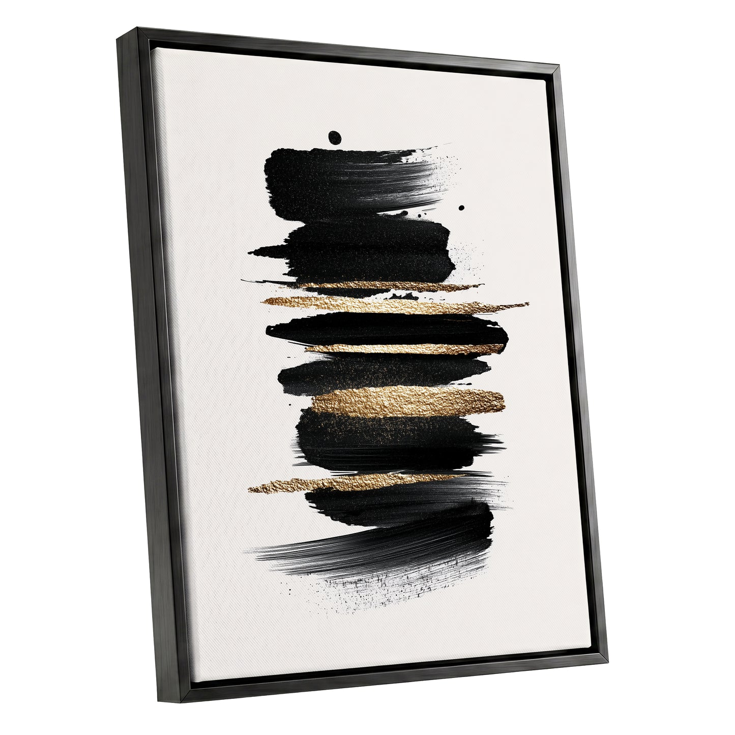 Black and Gold Abstract Brushstroke Wall Art