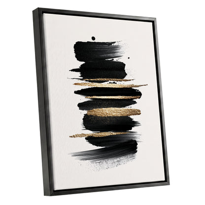 Black and Gold Abstract Brushstroke Wall Art