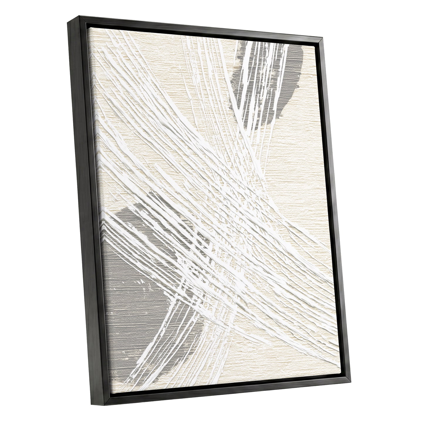 Ivory Gray Linear Palm Leaf Abstract Wall Art