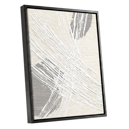 Ivory Gray Linear Palm Leaf Abstract Wall Art