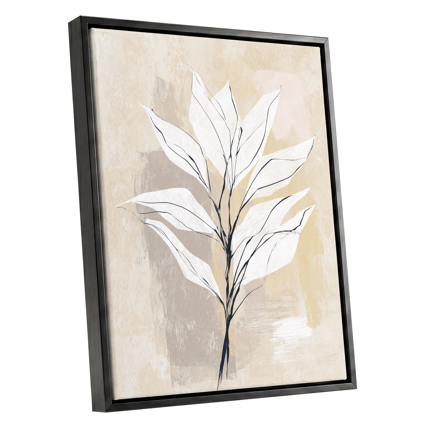 Ivory Beige Minimal Botanical Leaf Wall Art
