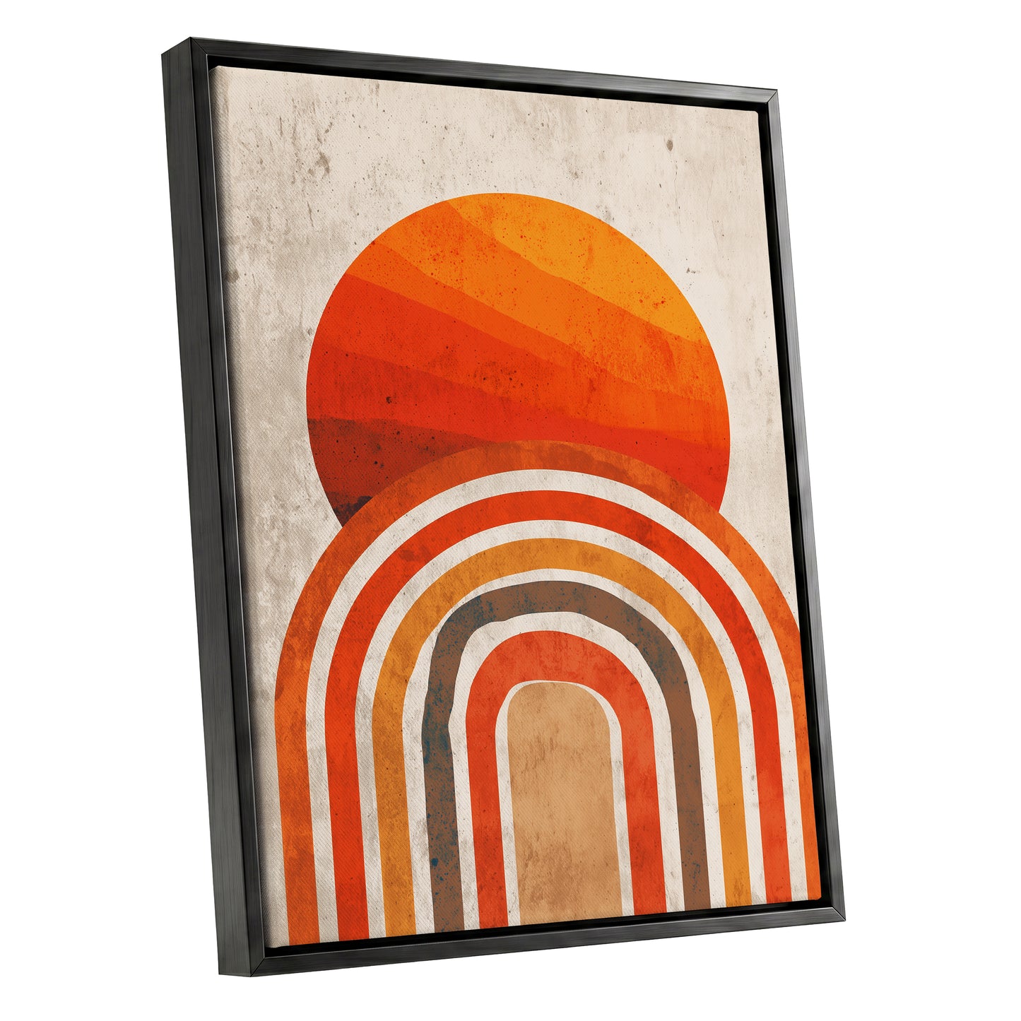 Retro Orange Sunset Rainbow Arch Abstract Art