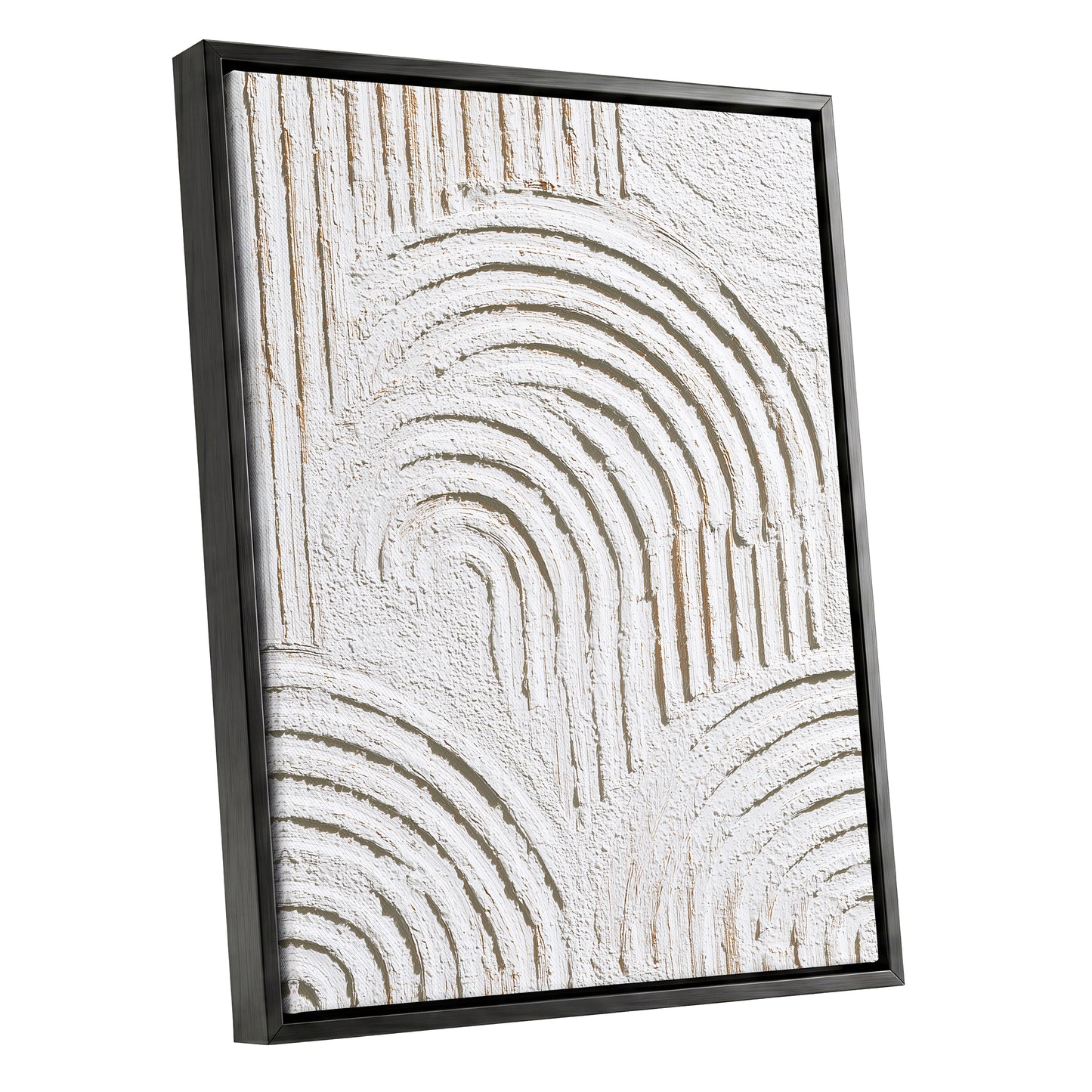 Ivory Beige Textured Rainbow Arch Abstract Art