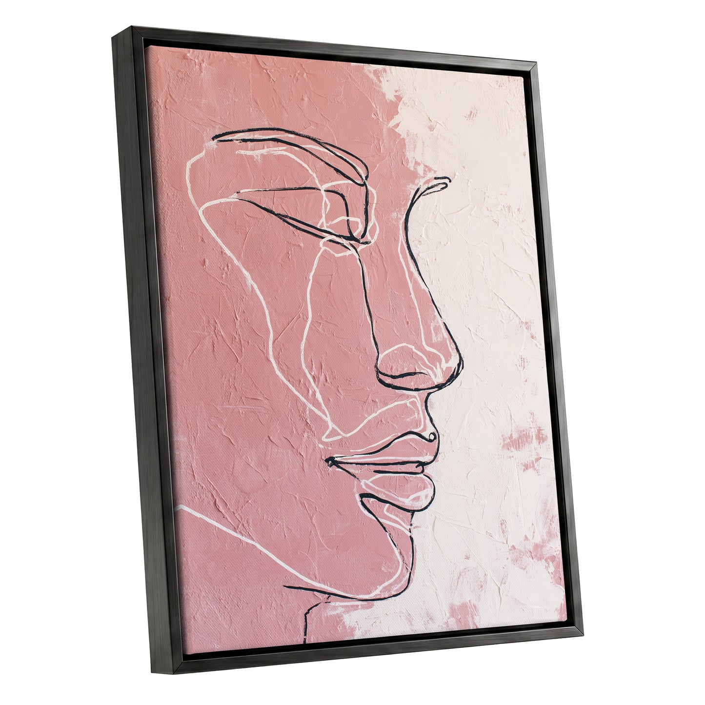 Blush Pink Abstract Woman Face Line Art