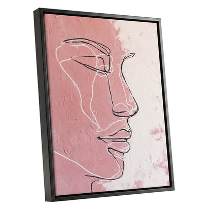 Blush Pink Abstract Woman Face Line Art