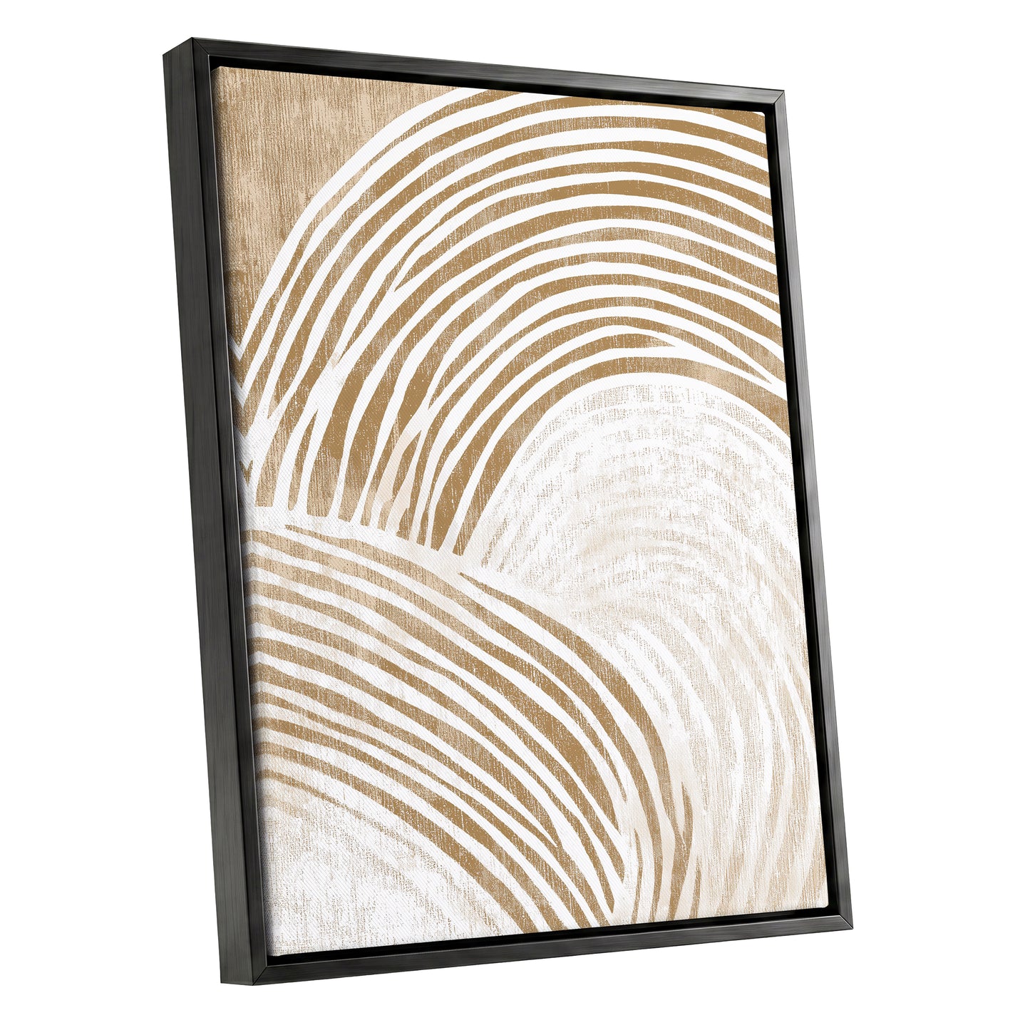 Warm Beige Abstract Curved Lines Wall Art