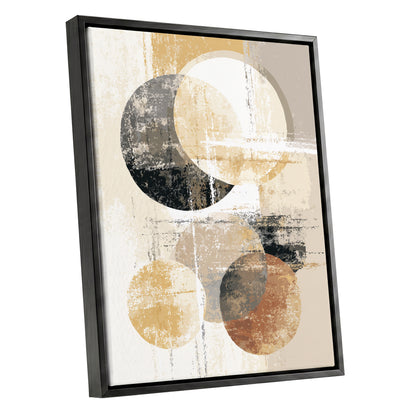 Black Gold Taupe Geometric Circle Abstract Art