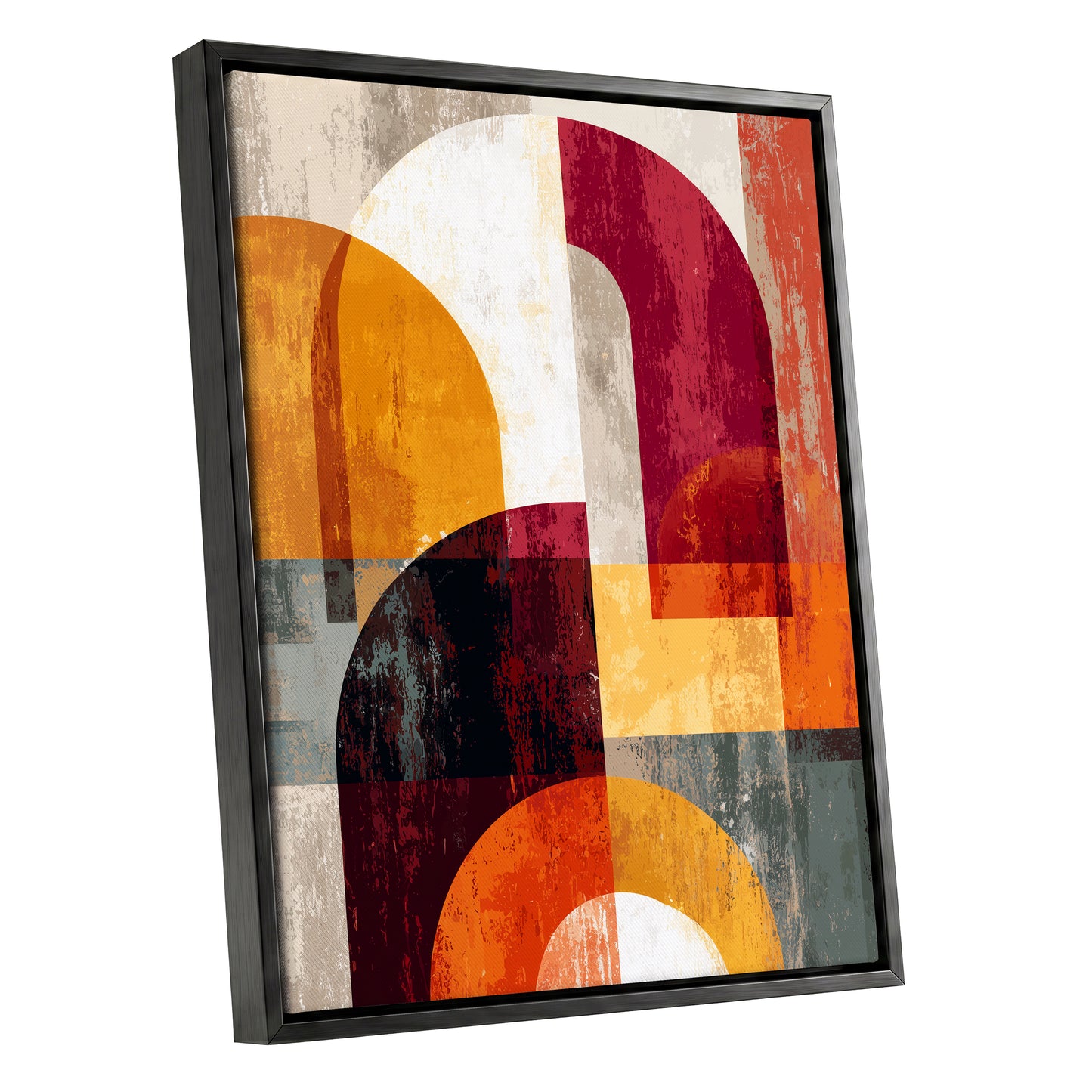 Retro Orange Burgundy Geometric Arch Abstract Art