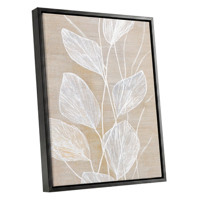 Beige White Botanical Leaf Line Art Print