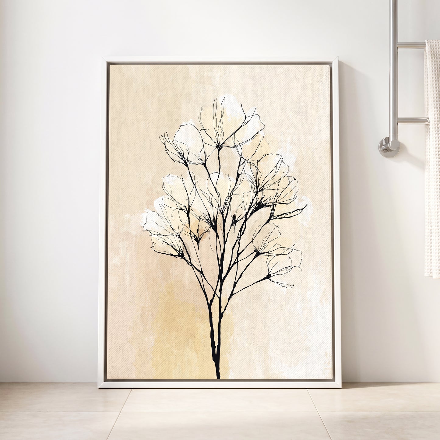 Neutral Cream Botanical Line Art Wall Art