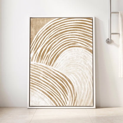 Warm Beige Abstract Curved Lines Wall Art