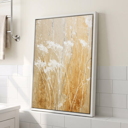 Warm Ochre Botanical Abstract Wall Art