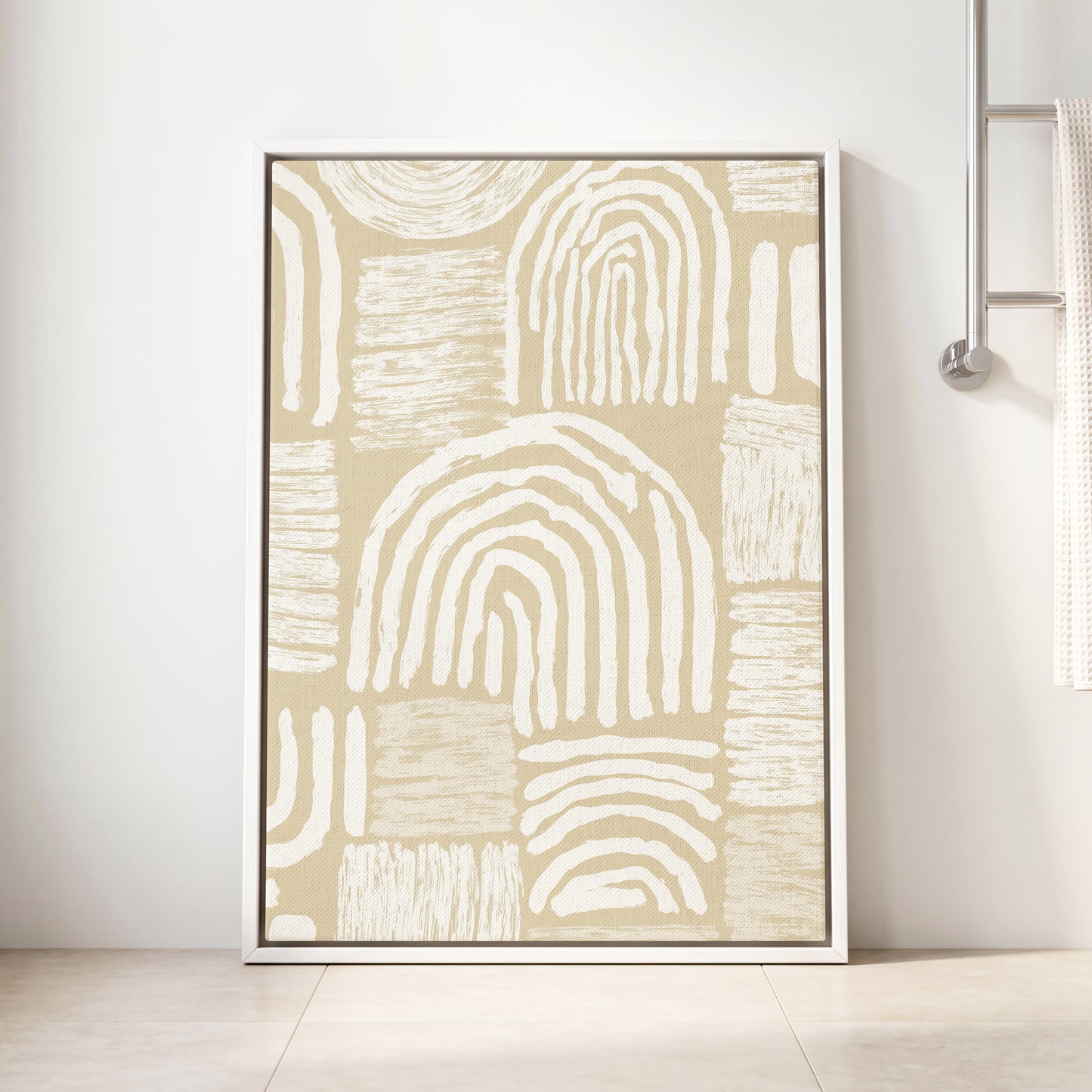 Neutral Beige Abstract Rainbow Wall Art