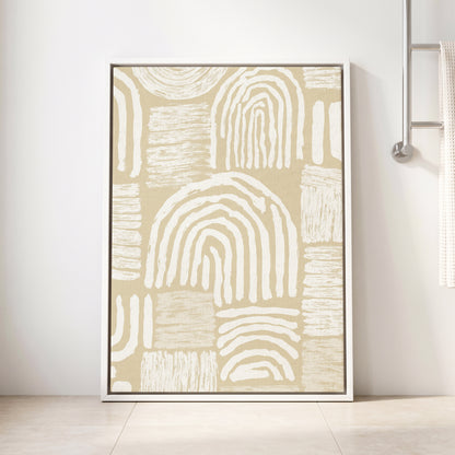 Neutral Beige Abstract Rainbow Wall Art