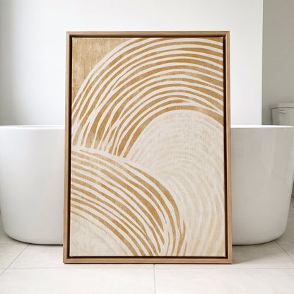 Warm Beige Abstract Curved Lines Wall Art