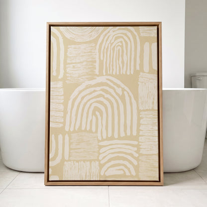 Neutral Beige Abstract Rainbow Wall Art