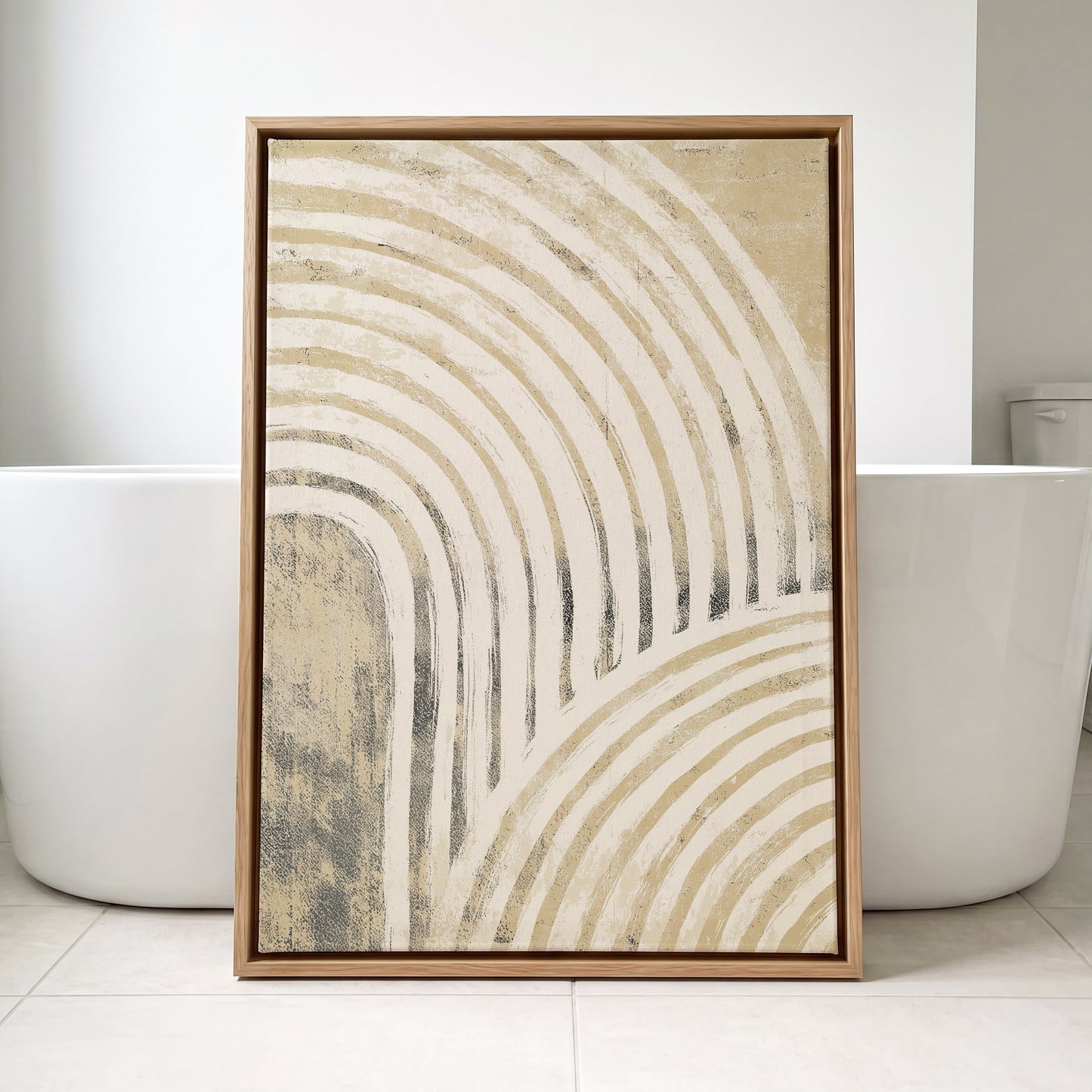 Neutral Beige Layered Rainbow Wall Art