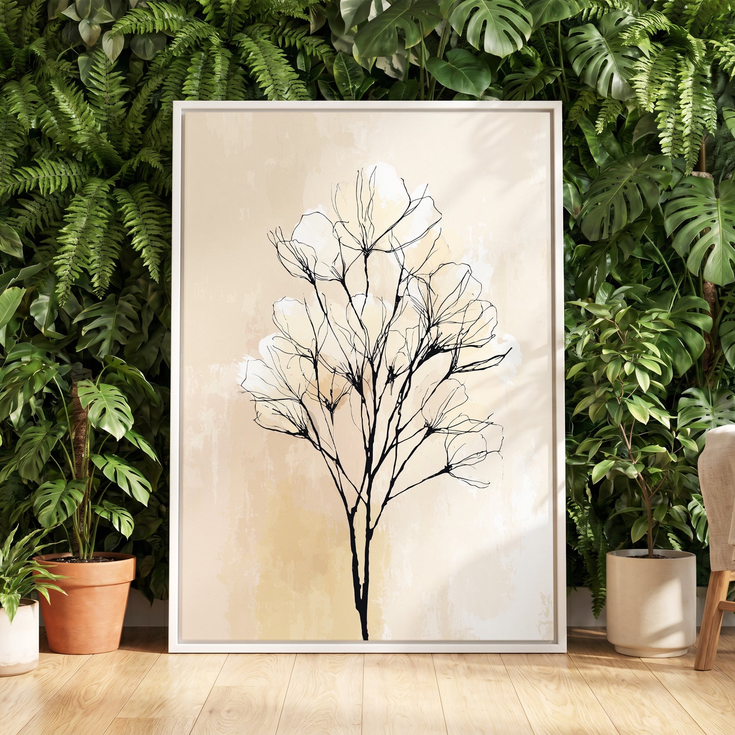 Neutral Cream Botanical Line Art Wall Art