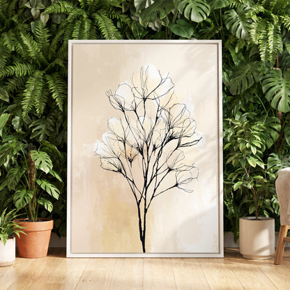 Neutral Cream Botanical Line Art Wall Art