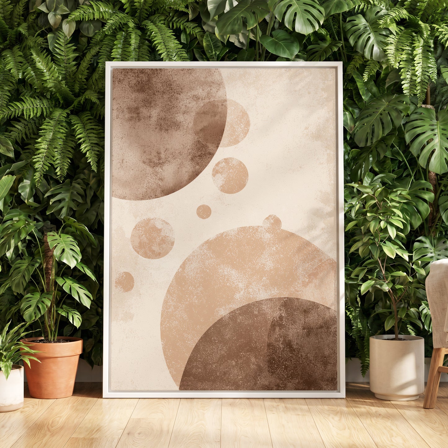 Neutral Brown Geometric Circles Abstract Wall Art