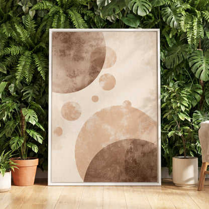Neutral Brown Geometric Circles Abstract Wall Art