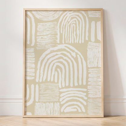 Neutral Beige Abstract Rainbow Wall Art