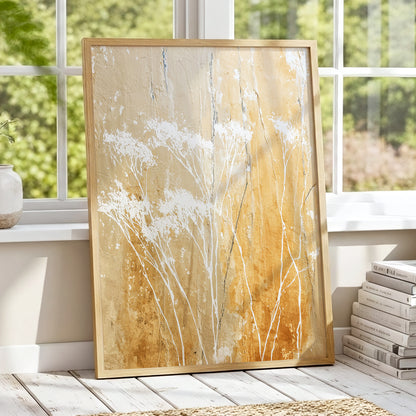 Warm Ochre Botanical Abstract Wall Art