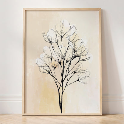 Neutral Cream Botanical Line Art Wall Art
