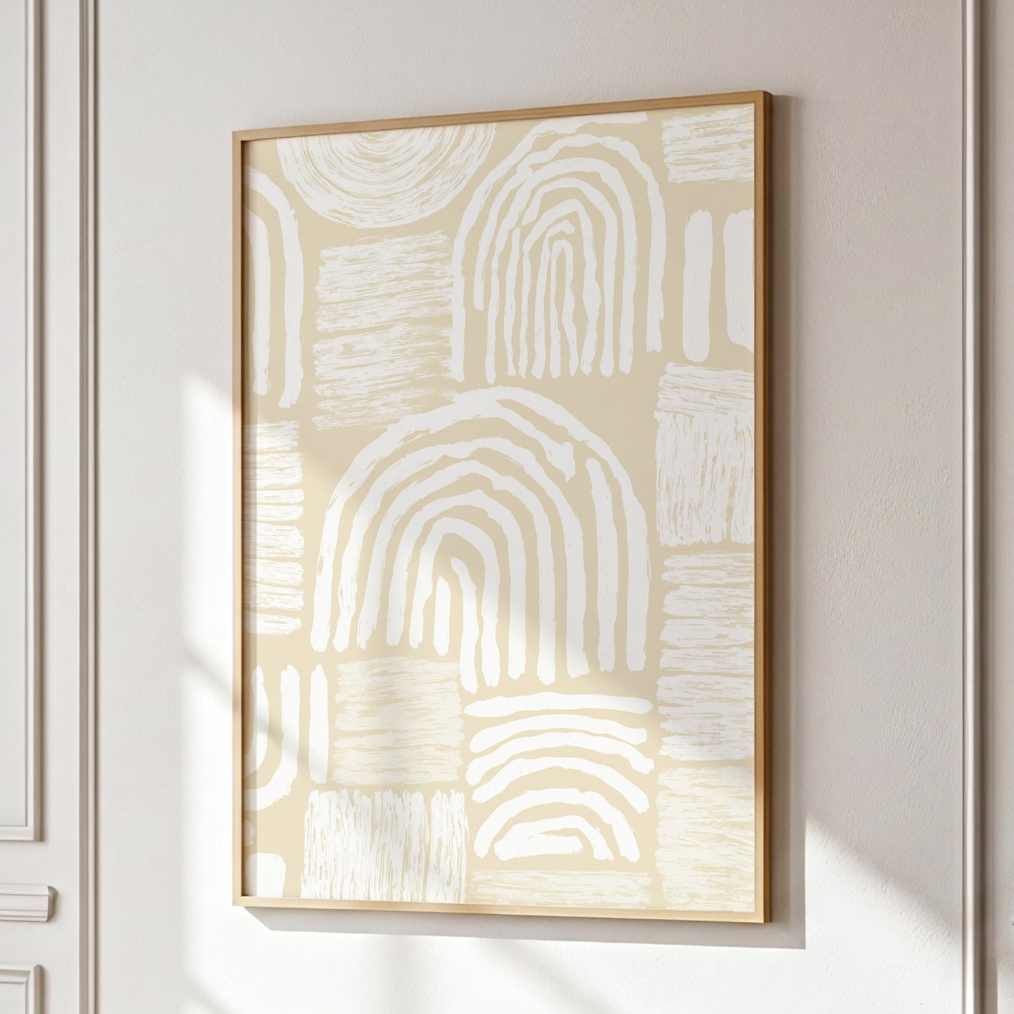 Neutral Beige Abstract Rainbow Wall Art