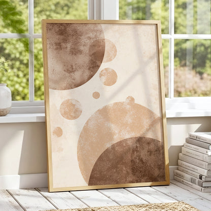 Neutral Brown Geometric Circles Abstract Wall Art