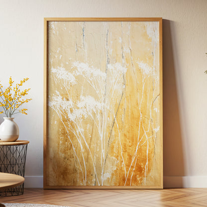 Warm Ochre Botanical Abstract Wall Art