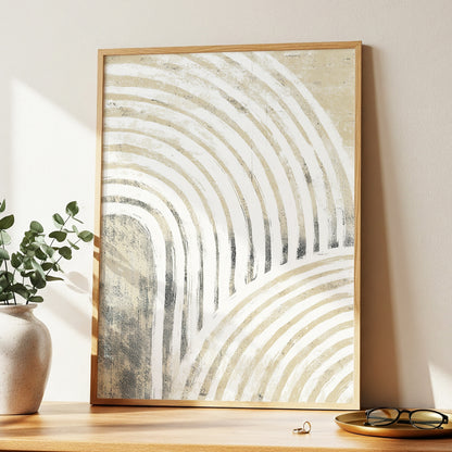 Neutral Beige Layered Rainbow Wall Art