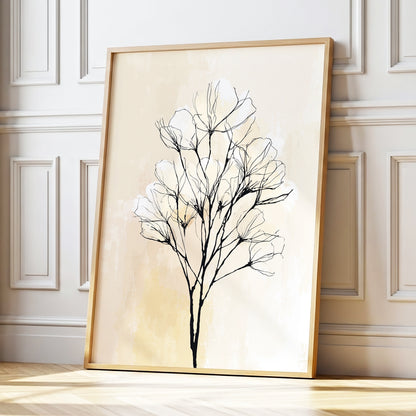 Neutral Cream Botanical Line Art Wall Art