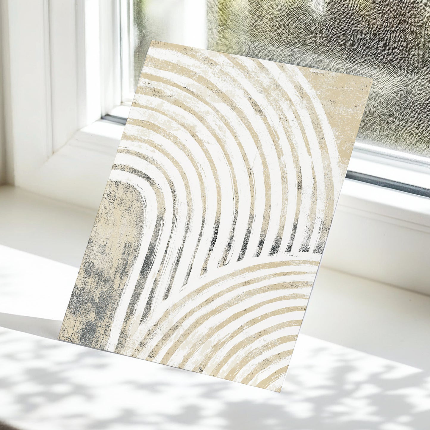 Neutral Beige Layered Rainbow Wall Art