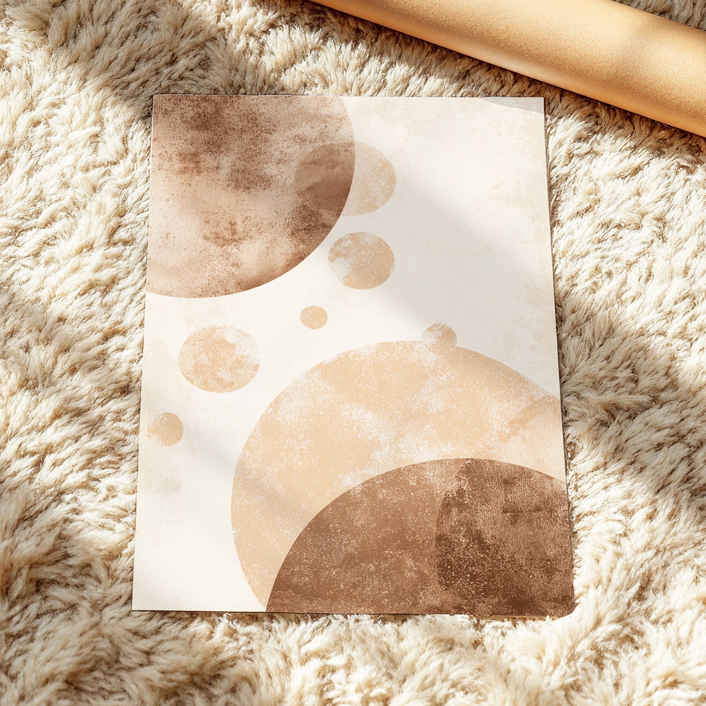 Neutral Brown Geometric Circles Abstract Wall Art