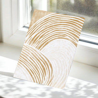 Warm Beige Abstract Curved Lines Wall Art