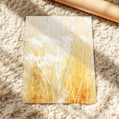 Warm Ochre Botanical Abstract Wall Art